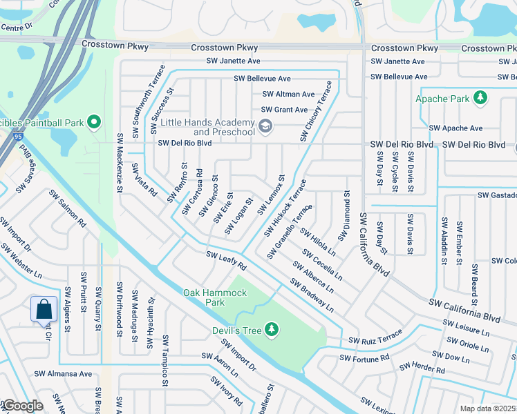 map of restaurants, bars, coffee shops, grocery stores, and more near 1912 Southwest Lennox Street in Port St. Lucie