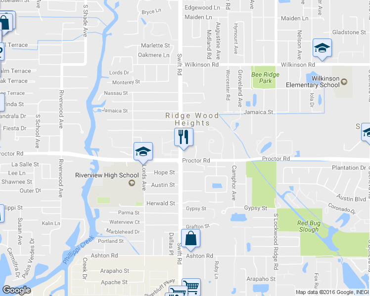 map of restaurants, bars, coffee shops, grocery stores, and more near 4779 Swift Road in Sarasota