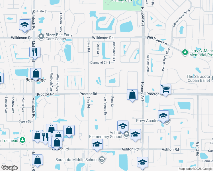 map of restaurants, bars, coffee shops, grocery stores, and more near 4901 Old Oakleaf Drive in Sarasota