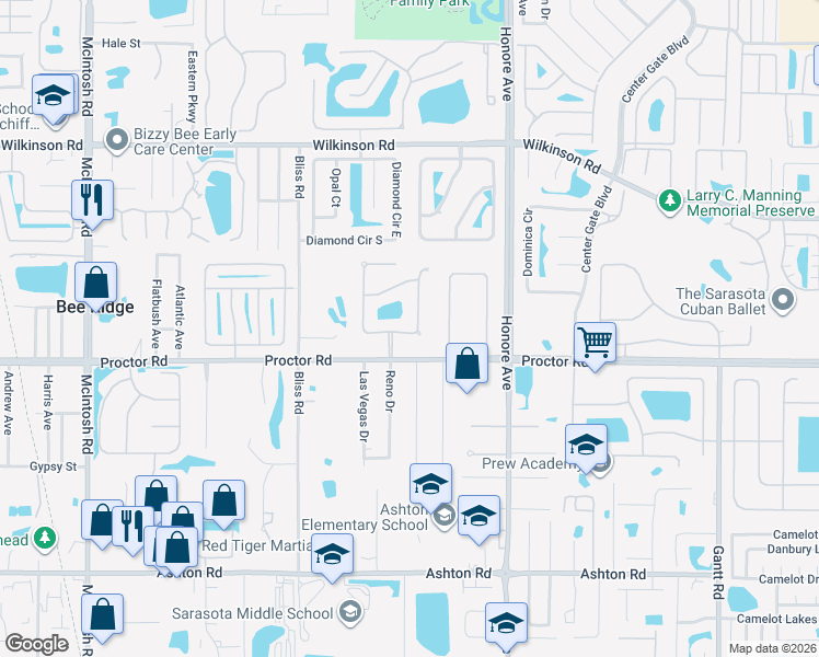 map of restaurants, bars, coffee shops, grocery stores, and more near 4931 Old Oakleaf Drive in Sarasota