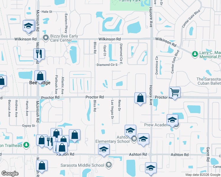 map of restaurants, bars, coffee shops, grocery stores, and more near 4901 Old Oakleaf Drive in Sarasota