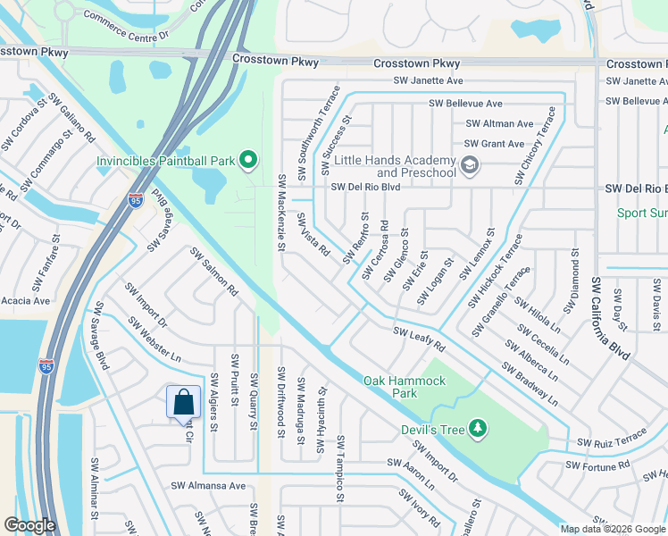 map of restaurants, bars, coffee shops, grocery stores, and more near 2102 Southwest Vista Road in Port St. Lucie