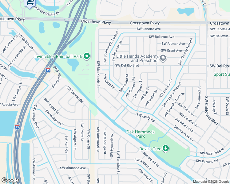 map of restaurants, bars, coffee shops, grocery stores, and more near 2102 Southwest Vista Road in Port St. Lucie