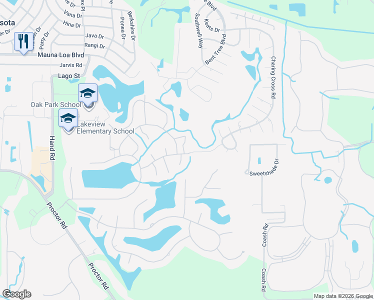 map of restaurants, bars, coffee shops, grocery stores, and more near 4695 Oak Hollow Drive in Sarasota