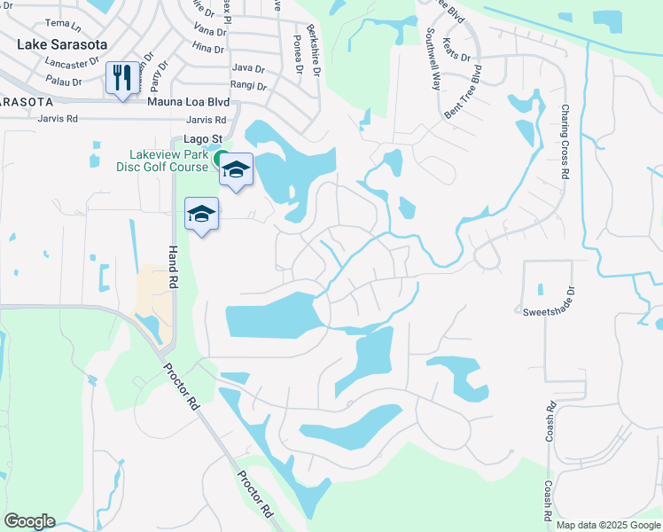 map of restaurants, bars, coffee shops, grocery stores, and more near 4693 Pine Green Trail in Sarasota