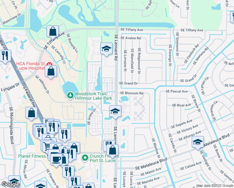 map of restaurants, bars, coffee shops, grocery stores, and more near 2033 Southeast Lennard Road in Port Saint Lucie