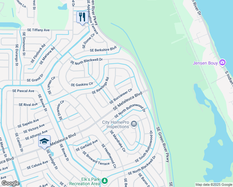 map of restaurants, bars, coffee shops, grocery stores, and more near 2820 Southeast Buccaneer Circle in Port St. Lucie