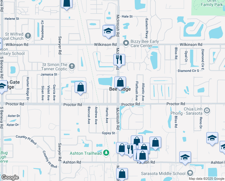 map of restaurants, bars, coffee shops, grocery stores, and more near 4342 Sunniland Street in Sarasota