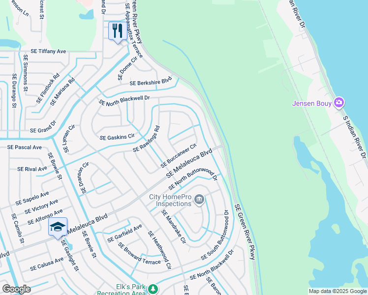 map of restaurants, bars, coffee shops, grocery stores, and more near 2891 Southeast Buccaneer Circle in Port St. Lucie