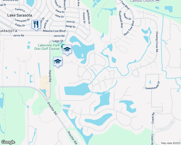 map of restaurants, bars, coffee shops, grocery stores, and more near 4638 Willow Wood Circle in Sarasota