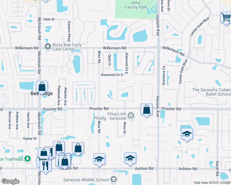 map of restaurants, bars, coffee shops, grocery stores, and more near 4905 Old Creek Drive in Sarasota