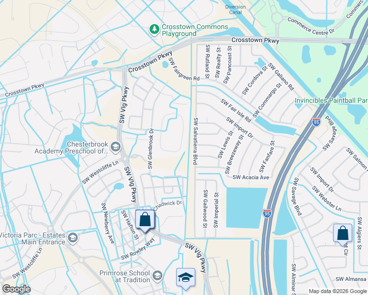 map of restaurants, bars, coffee shops, grocery stores, and more near 9850 Southwest Eastbrook Circle in Port St. Lucie