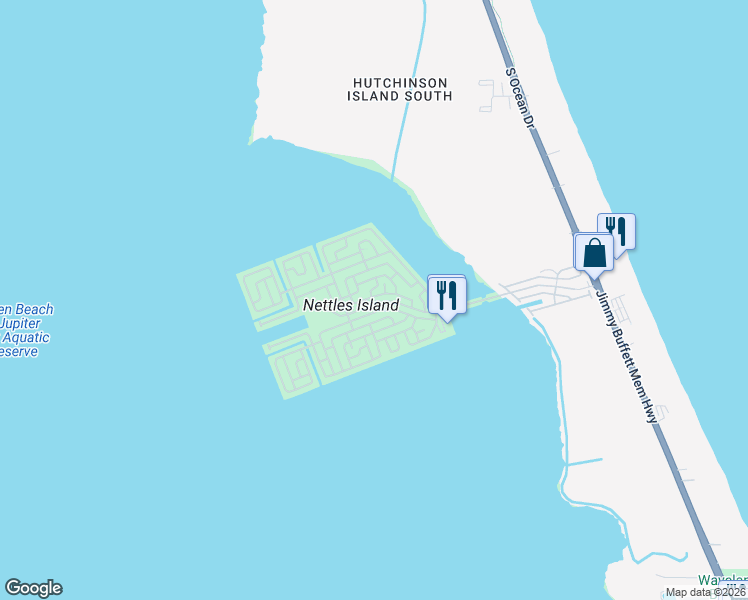 map of restaurants, bars, coffee shops, grocery stores, and more near 785 Nettles Boulevard in Jensen Beach