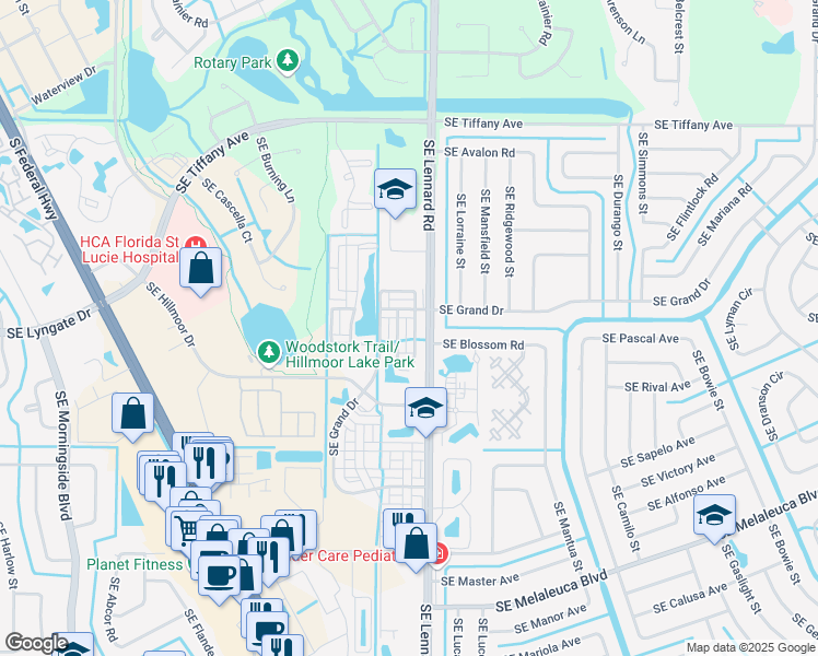map of restaurants, bars, coffee shops, grocery stores, and more near 2366 Southeast Tavares Drive in Port St. Lucie