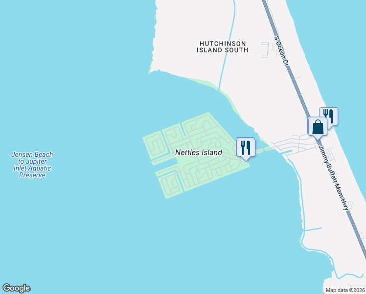 map of restaurants, bars, coffee shops, grocery stores, and more near 323 Nettles Boulevard in Jensen Beach