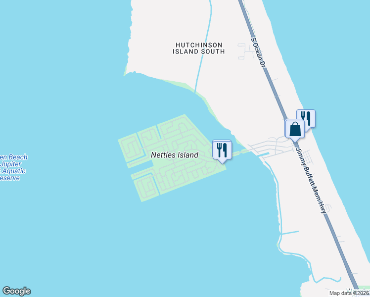 map of restaurants, bars, coffee shops, grocery stores, and more near 785 Nettles Boulevard in Jensen Beach