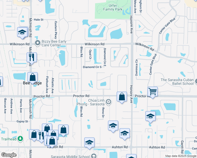 map of restaurants, bars, coffee shops, grocery stores, and more near 4905 Old Creek Dr in Sarasota