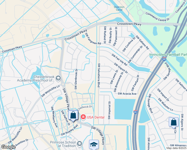 map of restaurants, bars, coffee shops, grocery stores, and more near 9850 Southwest Eastbrook Circle in Port St. Lucie