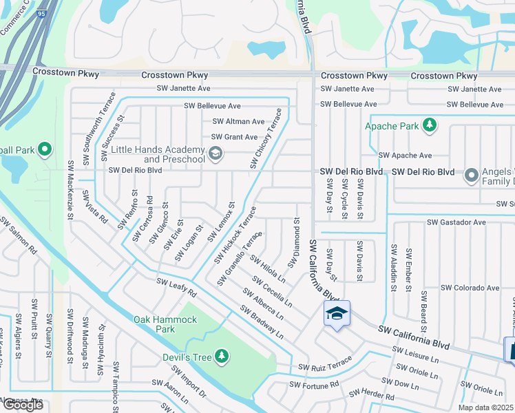map of restaurants, bars, coffee shops, grocery stores, and more near 1829 Southwest Hickock Terrace in Port St. Lucie