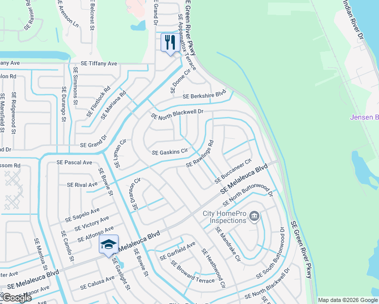 map of restaurants, bars, coffee shops, grocery stores, and more near 1878 Southeast Gaskins Circle in Port St. Lucie