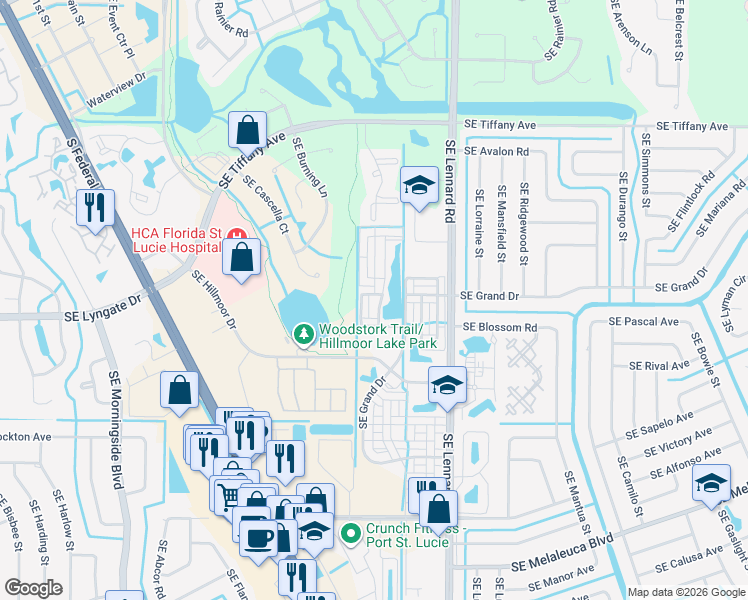 map of restaurants, bars, coffee shops, grocery stores, and more near 2383 Southeast Ruskin Drive in Port St. Lucie