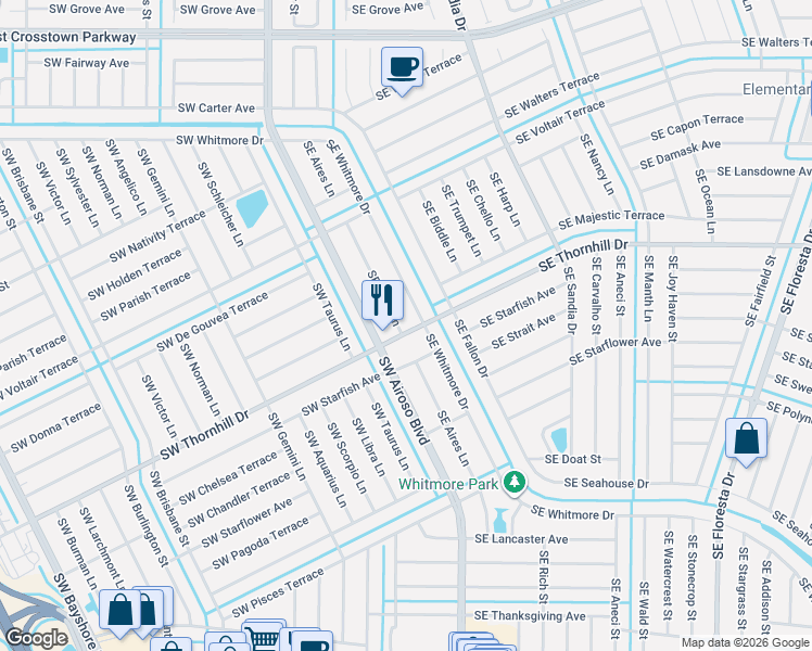 map of restaurants, bars, coffee shops, grocery stores, and more near 1773 Southeast Aires Lane in Port St. Lucie