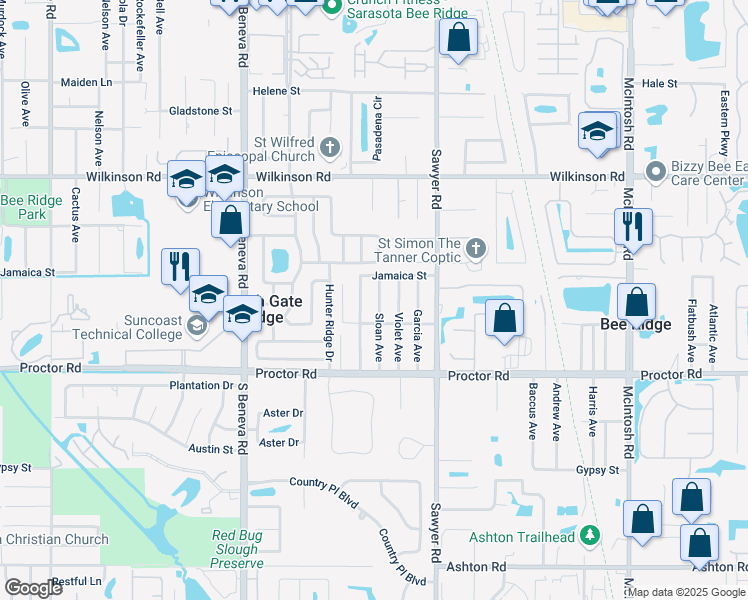 map of restaurants, bars, coffee shops, grocery stores, and more near 4637 Watkins Avenue in Sarasota