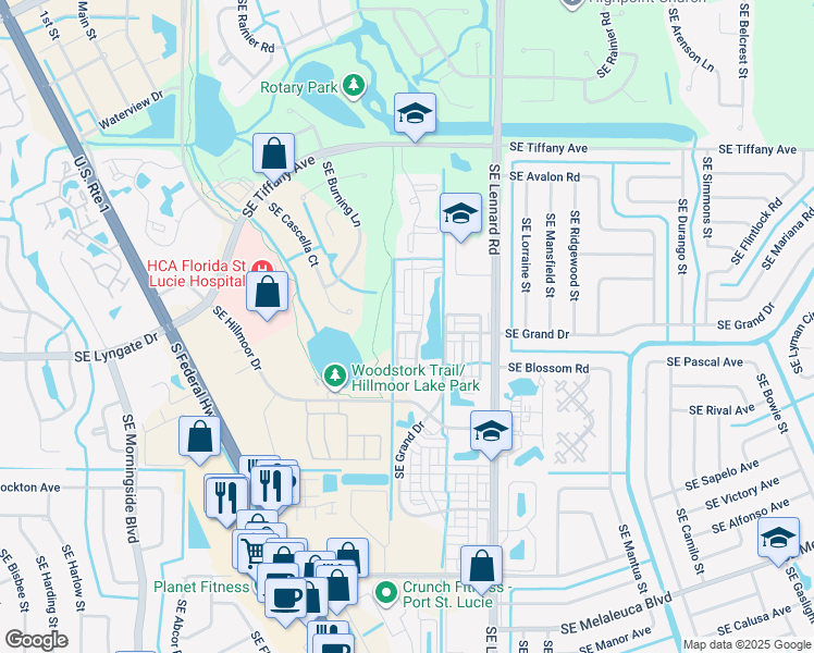 map of restaurants, bars, coffee shops, grocery stores, and more near 1937 Southeast Micco Drive in Port St. Lucie