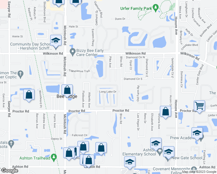 map of restaurants, bars, coffee shops, grocery stores, and more near 4654 Meadowview Circle in Sarasota