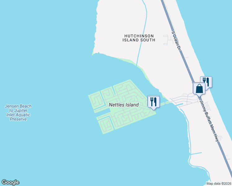 map of restaurants, bars, coffee shops, grocery stores, and more near 359 Nettles Boulevard in Jensen Beach