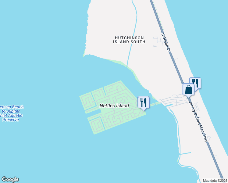 map of restaurants, bars, coffee shops, grocery stores, and more near 483 Nettles Boulevard in Jensen Beach