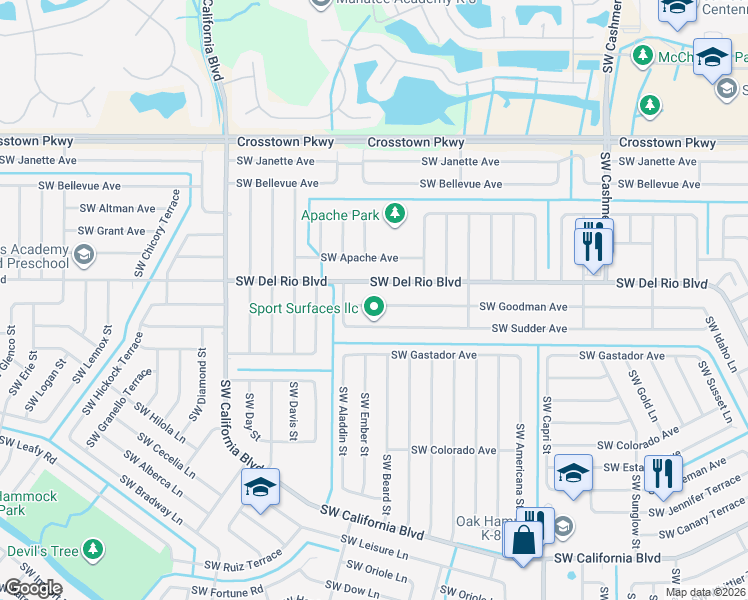 map of restaurants, bars, coffee shops, grocery stores, and more near 1461 Southwest Goodman Avenue in Port St. Lucie