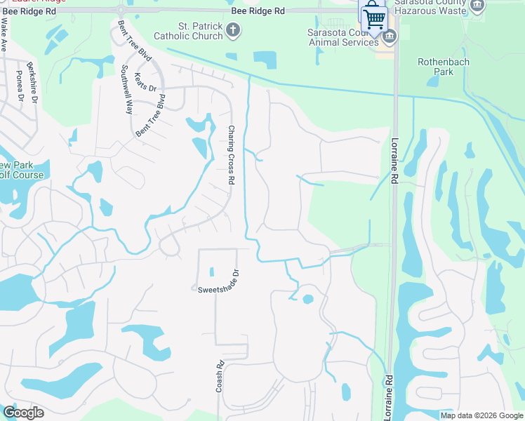 map of restaurants, bars, coffee shops, grocery stores, and more near 4586 Chase Oaks Drive in Sarasota