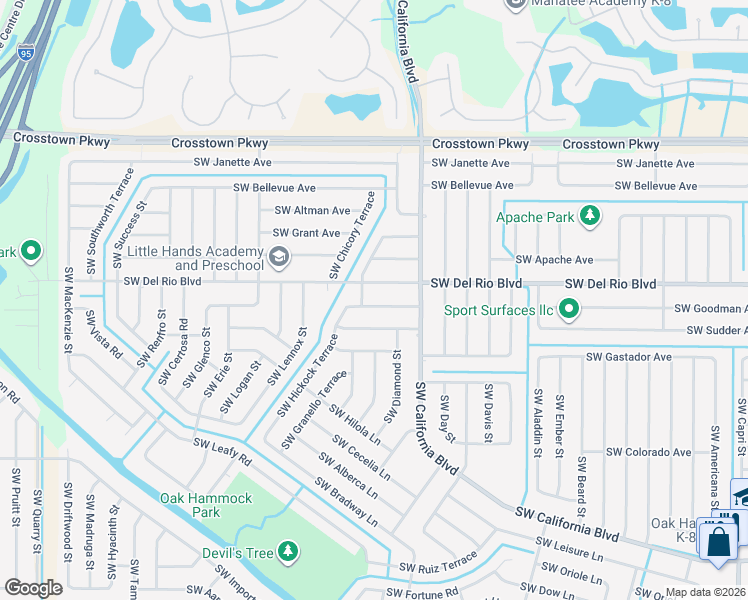map of restaurants, bars, coffee shops, grocery stores, and more near 1757 Southwest Desert Avenue in Port St. Lucie
