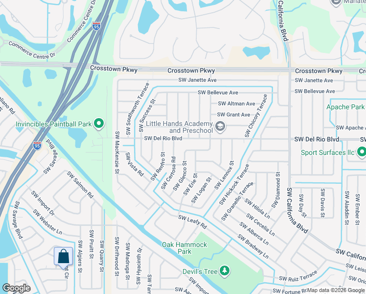 map of restaurants, bars, coffee shops, grocery stores, and more near 1997 Southwest Swift Avenue in Port St. Lucie
