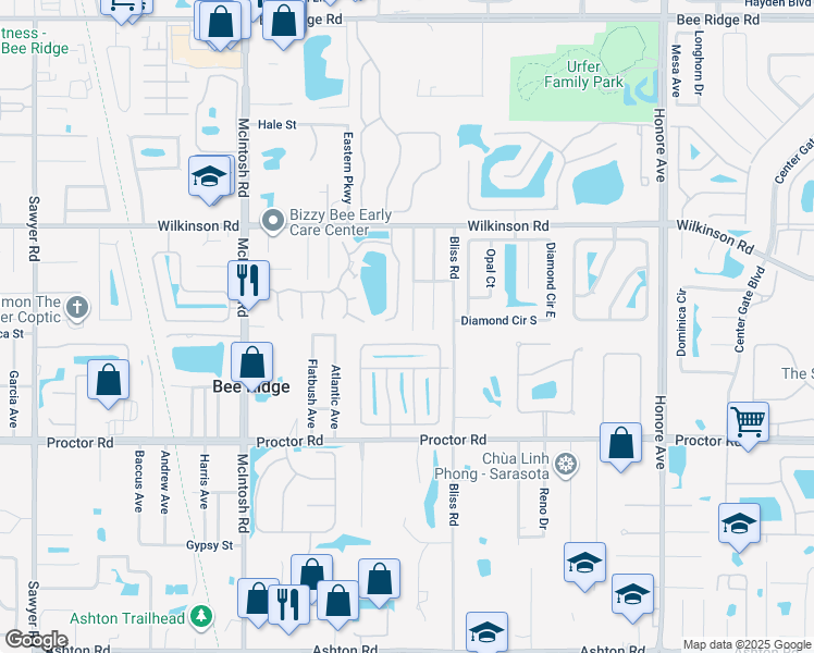 map of restaurants, bars, coffee shops, grocery stores, and more near 4594 Pike Avenue in Sarasota
