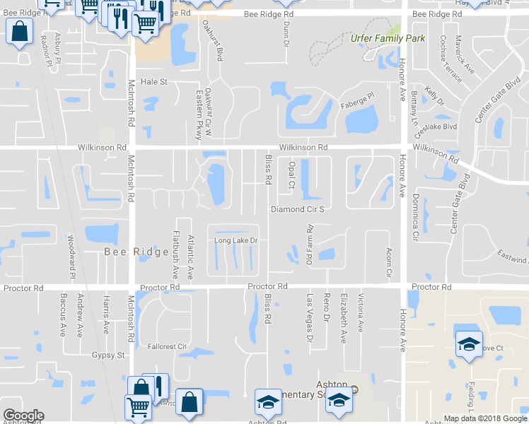 map of restaurants, bars, coffee shops, grocery stores, and more near 4584 Bliss Road in Sarasota