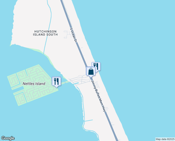 map of restaurants, bars, coffee shops, grocery stores, and more near 9751 South Ocean Drive in Jensen Beach