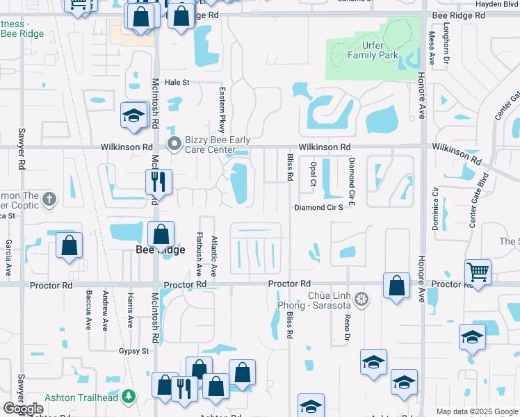 map of restaurants, bars, coffee shops, grocery stores, and more near 4594 Pike Avenue in Sarasota