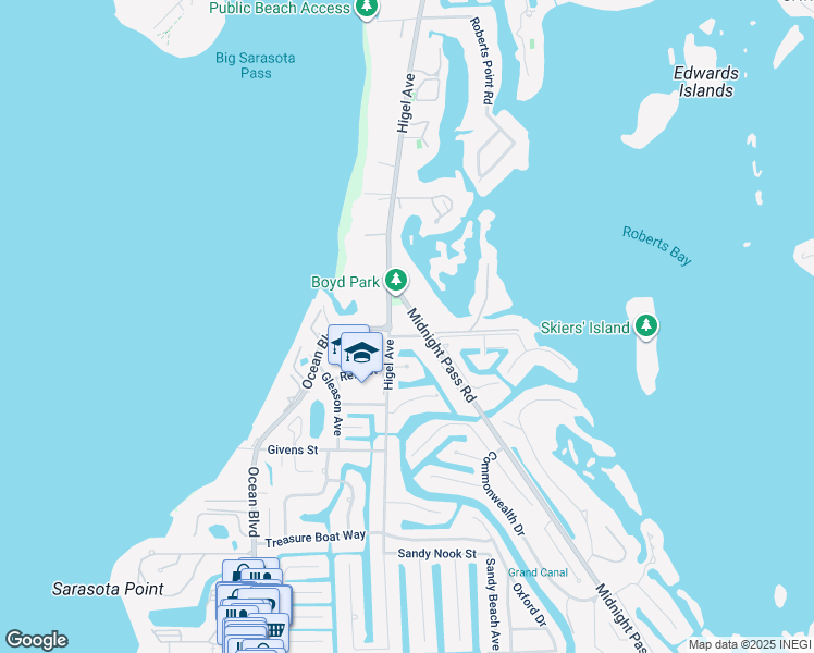 map of restaurants, bars, coffee shops, grocery stores, and more near 651 Mangrove Point Road in Siesta Key