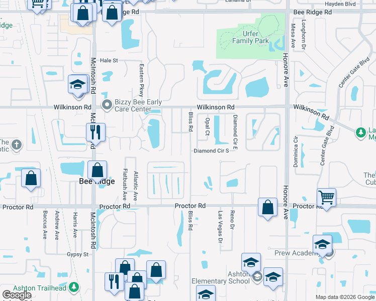 map of restaurants, bars, coffee shops, grocery stores, and more near 4584 Bliss Road in Sarasota
