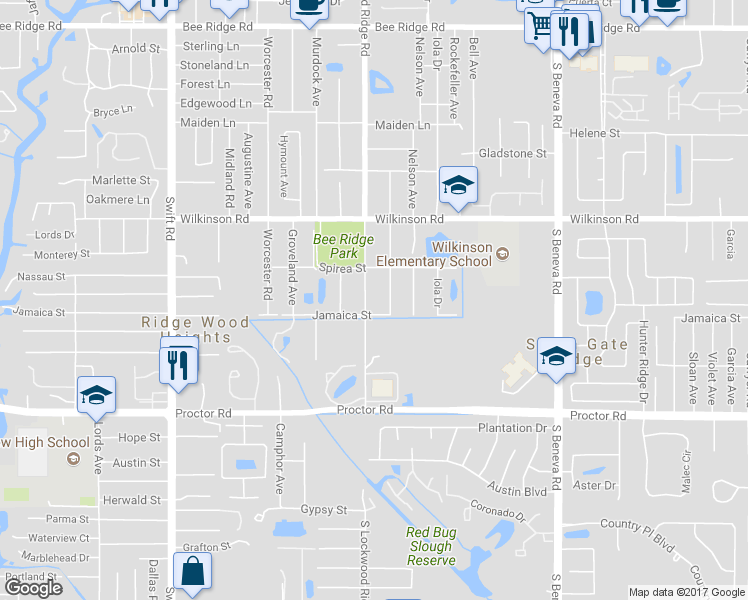 map of restaurants, bars, coffee shops, grocery stores, and more near 4550 South Lockwood Ridge Road in Sarasota
