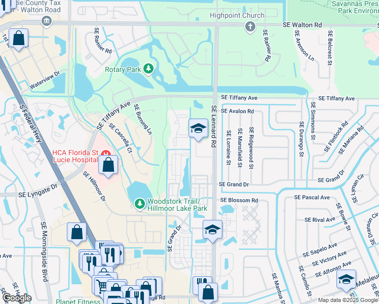 map of restaurants, bars, coffee shops, grocery stores, and more near 2031 Southeast Oldsmar Road in Port St. Lucie