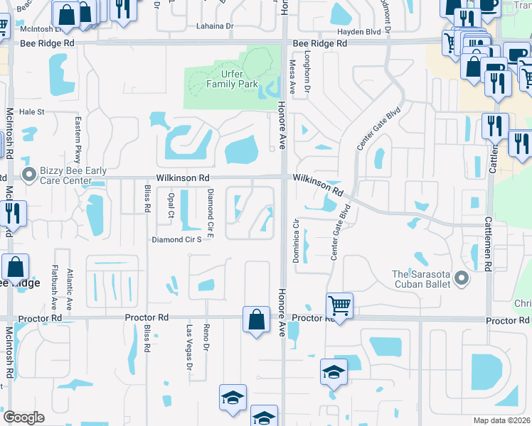 map of restaurants, bars, coffee shops, grocery stores, and more near 4431 Hollybrook Way in Sarasota
