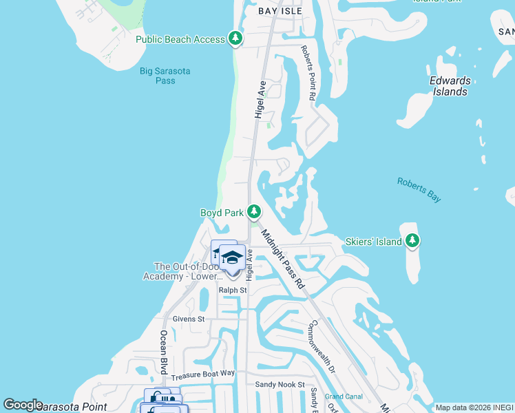 map of restaurants, bars, coffee shops, grocery stores, and more near in Siesta Key
