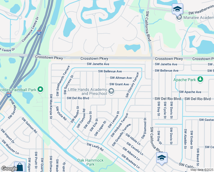 map of restaurants, bars, coffee shops, grocery stores, and more near 1785 Southwest Congo Street in Port St. Lucie