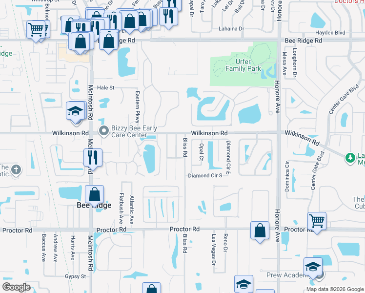 map of restaurants, bars, coffee shops, grocery stores, and more near 4420 Bliss Road in Sarasota