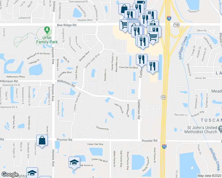 map of restaurants, bars, coffee shops, grocery stores, and more near 4479 Atwood Cay Circle in Sarasota