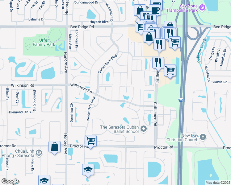 map of restaurants, bars, coffee shops, grocery stores, and more near 4421 Rum Cay Circle in Sarasota