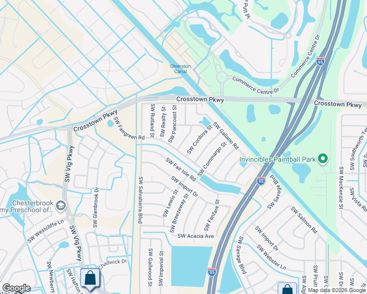 map of restaurants, bars, coffee shops, grocery stores, and more near 1772 Southwest Palermo Road in Port St. Lucie